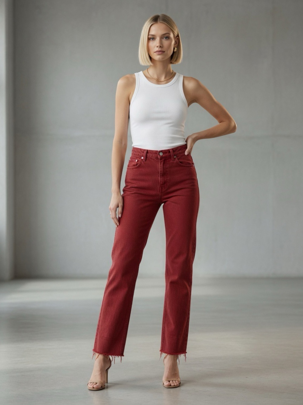 Zara The 90s full-length jeans Women’s Size 4 Red